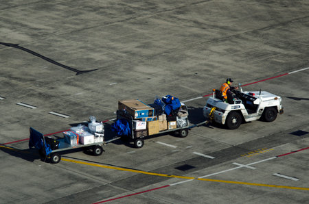 AUCKLAND - SEP 15:Air transport luggage in Auckland International Airport on Sep 15 2013.Unaccompanied luggage led to downing of two flights when a bomb inside the suitcase exploded in 1985 and 1988.のeditorial素材