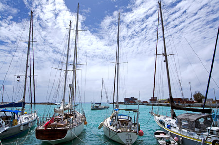 RAROTONGA - SEP 16:Luxury Cruises yachts moors at Port of Avatiu on Sep 16 2013.Cruising yachts are not allowed to remain in the islands during the cyclone season, which is from November to March.のeditorial素材
