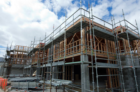 AUCKLAND,NZ - JAN 11:New homes building site on JAN 11 2014.House prices are booming around New Zealand - with the average price of an Auckland city home rocketing to 735,692.のeditorial素材