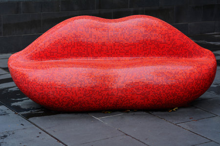 MELBOURNE - APR 11 2014: Red Mosaic Lips in Southbank Melbourne, one of the primary business centers and also one of the most densely populated areas of Greater Melbourne.のeditorial素材