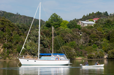 BAY OF ISLANDS, NZ - DEC 12:Sail boat in the bay of Islands on Dec 12 2013.It's one of the most popular fishing, sailing and tourist destinations in New Zealand.のeditorial素材