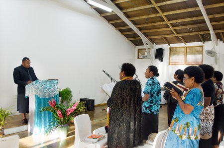 RAROTONGA - SEP 16:Sunday service at the Methodist Church of Fiji on Sep 16 2013.94% of Cook...