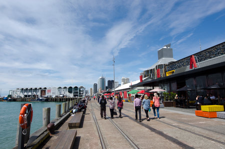 AUCKLAND - OCT 06:Auckland Viaduct Harbor Basin on Oct 06 2013.It's a former commercial harbor turned into a development of mostly upscale apartments, office space and restaurants.のeditorial素材