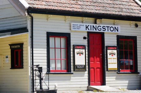 KINGSTON, NZ - JAN 15:Kingston train station on Jan 15 2014. It's the home of the vintage steam train Kingston Flyer.のeditorial素材
