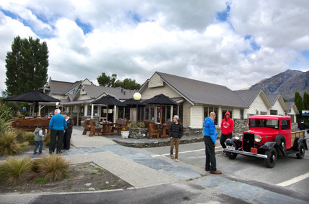 GLENORCHY, NZ - JAN 13:An old Boatshed in Glenorchy wharf on Jan 13 2014.It's a popular travel destination in NZ and it was used as one of the settings in Peter Jackson's Lord of the Rings films.のeditorial素材