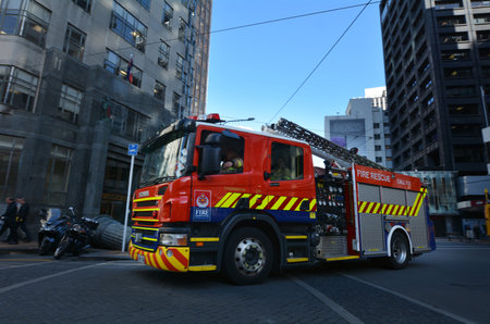 WELLINGTON - AUG 22 2014:New Zealand Fireservice Fire Engine.It's NZ's main firefighting body, primarily responsible for providing fire protection to urban and peri-urban areas of the country.のeditorial素材