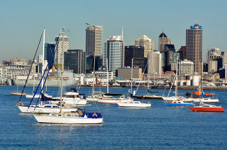 AUCKLAND, NZ - MAY 28 2014:Auckland downtown skyline.Auckland has been rated one of the world's top 10 cities to visit by travel bible Lonely Planet.のeditorial素材