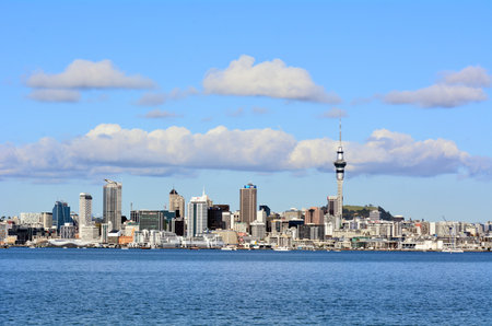 AUCKLAND, NZ - JUNE 04 2014:Auckland downtown skyline.Auckland has been rated one of the world's top 10 cities to visit by travel bible Lonely Planet.のeditorial素材