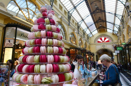 MELBOURNE - APR 13 2014:Visitors at the Royal Arcade in Melbourne, Australia.It's a significant Victorian era arcade shopping passage and one of the most famous tourist destinations in Melbourne.のeditorial素材
