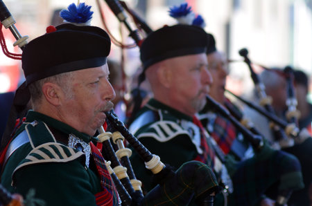 AUCKLAND,NZ - JUNE 01 2014:Pipe band celebrate the Queen's Birthday on the first Monday of June each year as the Queen of the United Kingdom being the head of state.のeditorial素材