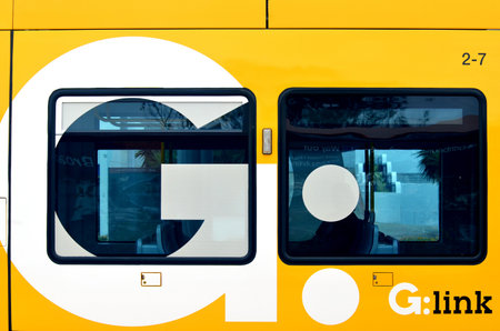 GOLD COAST, AUS - NOV 07 2014:Gold Coast Light Rail G in South Broadbeach terminal Coast Queensland, Australia.The line opened on July 2014 and it 13 Km (8.1 mi) long.のeditorial素材