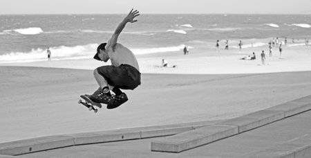GOLD COAST, AUS - NOV 04 2014:Young man Skateboarding in the Esplanade gold coast. Today, there are more than 100 million skaters across the world.のeditorial素材