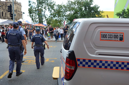 BRISBANE, AUS - SEP 25 2014:Queensland police officers patrol.Gold Coast police on high terror alert...