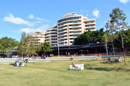BRISBANE, AUS - SEP 25 2014:Visitors at South Bank Parklands.It's one of Brisbane's most important cultural precincts host  festivals and events.Approximately 11,000,000 people visit Parklands a year.のeditorial素材