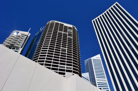 BRISBANE, AUS - SEP 26 2014: Skyscrapers at Little Singapore -Brisbane Riverside Quarter. Itâs home to some of the cityâs most exciting restaurants, bars and eateries in Brisbane, Australia.のeditorial素材