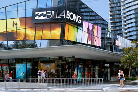 GOLD COAST, AUS - NOV 17 2014:The original Billabong Store in Surfers Paradise, Australia. Billabong was founded in the Gold Coast, Queensland, Australia in 1973 by Gordon Merchant.のeditorial素材