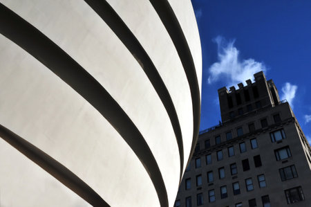 MANHATTAN, NEW YORK - OCTOBER 11: The Solomon R. Guggenheim Museum, is a well-known museum located on the Upper East Side of Manhattan in New York City on October 11, 2009.のeditorial素材