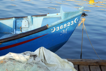 ACRE, ISR - OCT 07:Fishing boat in Acre port on OCT 07 2007. It's one of the oldest continuously inhabited cities in the world, dating back to the time of the Pharaoh Thutmose III 1504-1450 BCE.のeditorial素材