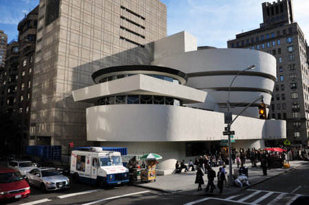 NY - OCT 11:Guggenheim Museum on October 11  2009 in Manhattan New York.The building was named a landmark in 1990, one of the youngest ever to earn the distinction.のeditorial素材