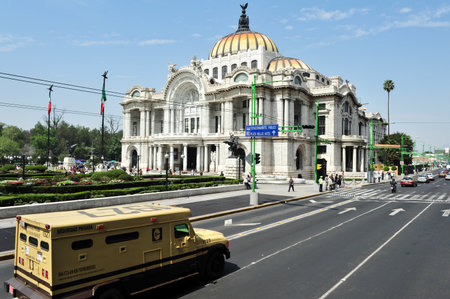 MEXICO CITY - FEB 24: The Fine Arts Palace/Palacio de Bellas Artes building on February 24 2010 in Mexico City, Mexico.It's the most important cultural center in whol Mexico.のeditorial素材
