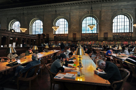 NY- OCT 14: People reads books at the New York Public Library on October 14 2009 in Manhattan, New...