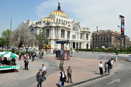 MEXICO CITY - FEB 24: The Fine Arts Palace/Palacio de Bellas Artes building on February 24 2010 in Mexico City, Mexico.It's the most important cultural center in whol Mexico.のeditorial素材