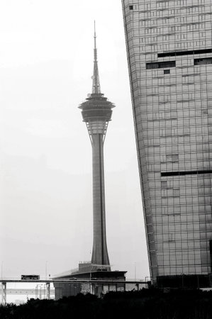MACAU - DEC 26: Macau Tower on Dec 26 2010.The tower is one of the members of the World Federation of Great Towers.It used for observation,entertainment,telecommunications and broadcasting.のeditorial素材