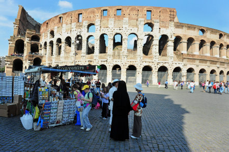 The Colosseum iselliptical amphitheatre in Rome, Italy.のeditorial素材