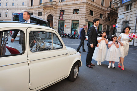 ROME - APRIL 28: Italian wedding in Rome Italy on April 28 2011.Italy has a relatively low rate of divorce, with only about 10 percent of marriages failing.のeditorial素材