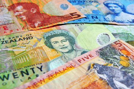 AUCKLAND, NZ - AUG 01:New Zealand currency on August 01 2013.It is one of the 10 most-traded currencies in the world being approximately 1.6% of global foreign exchange market daily turnover in 2010.のeditorial素材