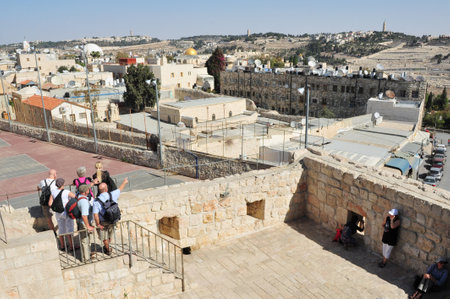 JERUSALEM - NOV 05:View of the Jewish quarter on November 05 2010 Jerusalem,Israel.It's a major site...