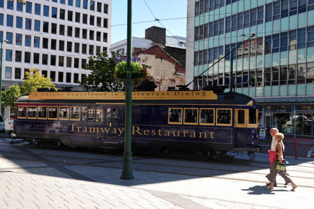 CHRISTCHURCH - FEB 27:Christchurch Tramway, Feb 27 2009,NZ.Christchurch earthquake in Feb 2011 killed 185 people and caused damage of NZ15 billion one of the most costliest earthquake in the worldのeditorial素材
