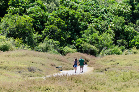 TAUPO - JANUARY 26:  Couple visit in the Craters of the Moon on January 26 2012 near Taupo, New Zealand.のeditorial素材