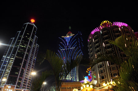 MACAU - FEB 20:Casino Lights on February 20 2009 in Macau, China.Gambling in Macau has been legal since the 1850s when the Portuguese government legalised the activity in the colony.のeditorial素材