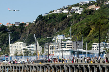 WELLINGTON - FEB 24: Wellington Waterfront on February 24 2013. Wellington is the capital city and second most populous urban area of New Zealand as It is home to 395,600 residents.のeditorial素材