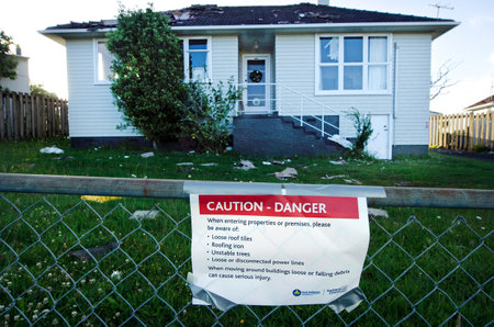 AUCKLAND - DEC 7:Destroyed property after a rare tornado ripped through Hobsonville in Auckland, New Zealand on December 7, 2012. It killed 3 and 250 people were left homeless and without power.のeditorial素材