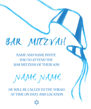 Vector illustration of a Jewish boy reading the torah for a Jewish Bar Mitzvah ceremonyのイラスト素材