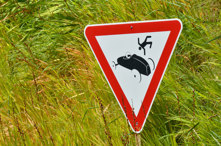 Car accident road sign. Conceptual concept and ideas background with copy space. (BW)の写真素材