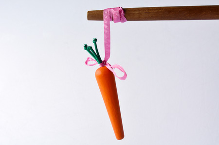 Carrot or stick approach idiom. Business concept and ideas.Rewards and punishmentの写真素材
