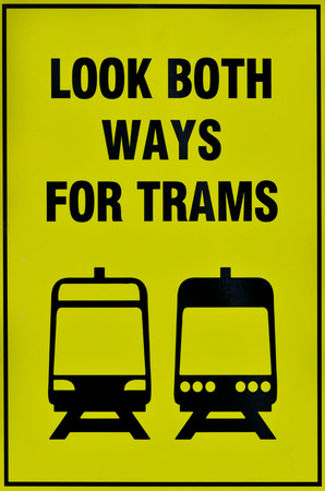 Transportation traffic sign of tramway tram system.の写真素材