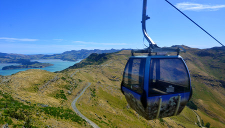 CHRISTCHURCH - DEC 04 2015:Christchurch Gondola.It offers a unique Christchurch sightseeing experience of breathtaking views of the Christchurch cityscape, Canterbury plains and mighty Southern Alpsのeditorial素材