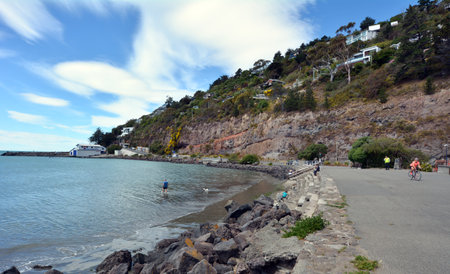 CHRISTCHURCH - DEC 04 2015:Sumner beach Christchurch. It's a popular holiday destination coastal seaside in Canterbury Region Christchurch, New Zealand.のeditorial素材