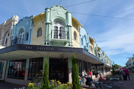 CHRISTCHURCH - DEC 04 2015:Cafe restaurant in New Regent Street. Christchurch's beloved New Regent Street is reclaiming its place as a one of the most popular shopping and visitor destinationのeditorial素材