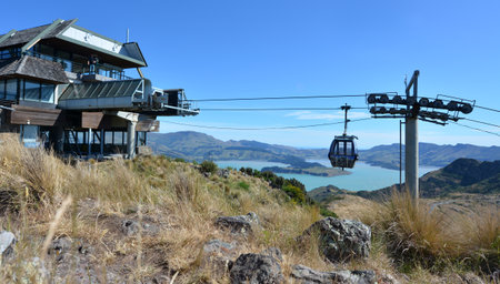 CHRISTCHURCH - DEC 04 2015:Christchurch Gondola.It offers a unique Christchurch sightseeing experience of breathtaking views of the Christchurch cityscape, Canterbury plains and mighty Southern Alpsのeditorial素材