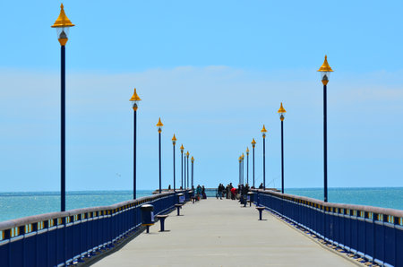 CHRISTCHURCH,  NZL - DEC 07 2015:New Brighton Pier in Christchurch. The pier is one of Christchurch main tourist attractions, spanning 300 meters long, it is the longest pier in the Australasiaのeditorial素材