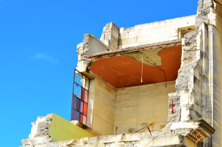 CHRISTCHURCH - DEC 06 2015:Damaged building, Cathedral of the Blessed Sacrament,  in Christchurch.Over 1000 buildings in the CBD (Central Business District) were demolished following the earthquakes.のeditorial素材