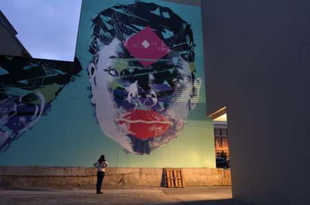 CHRISTCHURCH - DEC 04 2015:Murals in Christchurch.After 2011 Christchurch earthquake that destroyed most buildings in the city street local artist painted empty walls as part of the city's recovery.のeditorial素材