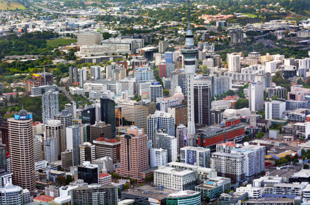 AUCKLAND - JAN 31 2016:Aerial view of  Auckland financial center, New Zealand. Auckland is the...