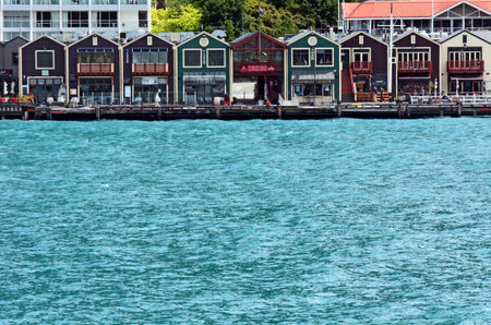 QUEENSTOWN, NZ - JAN 16:Queenstown waterfront on Jan 16 2014.It's one of the most popular travel destination in New Zealand known for it's restaurants, ski tourism and extreme sport adventure.のeditorial素材