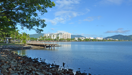 Landscape view of Cairns waterfront skyline in Queensland Australiaの写真素材